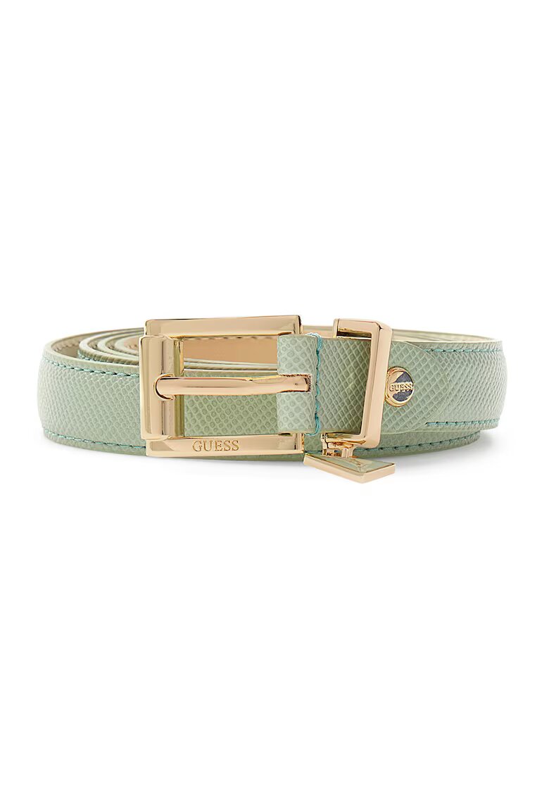 GUESS Curea uni cu pandantiv logo Rosalba Saffiano - Verde pal