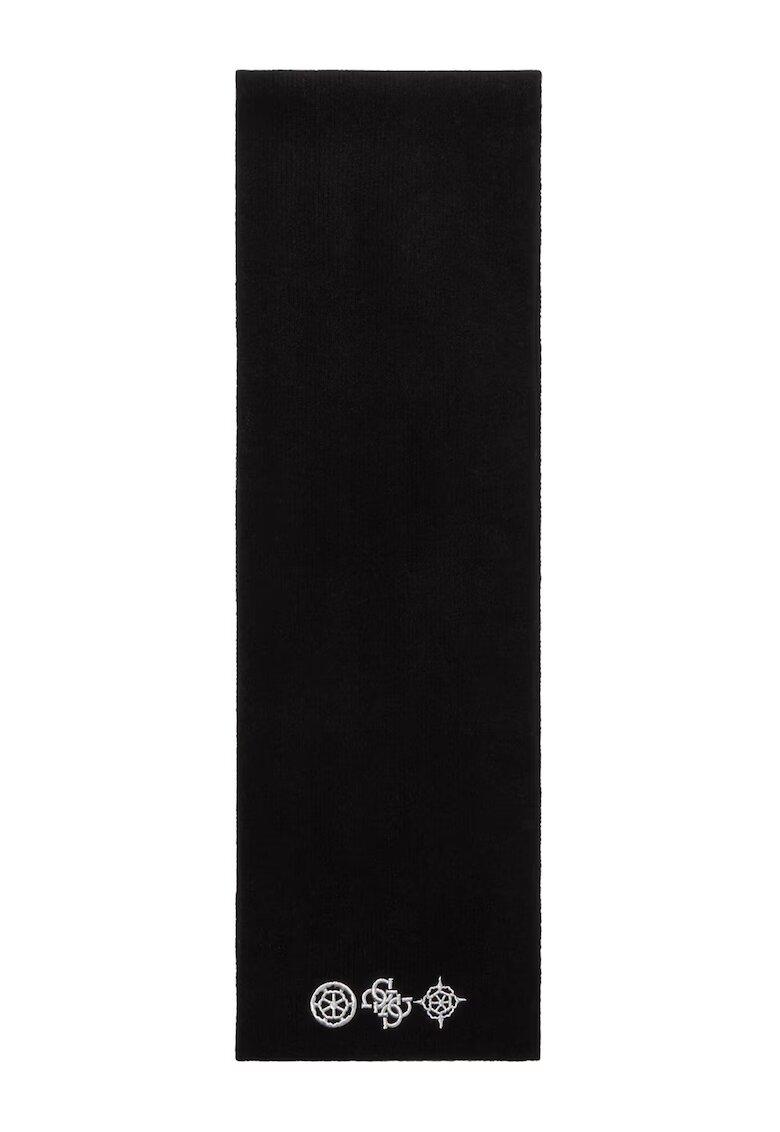 GUESS Fular cu broderie logo - Negru/Argintiu