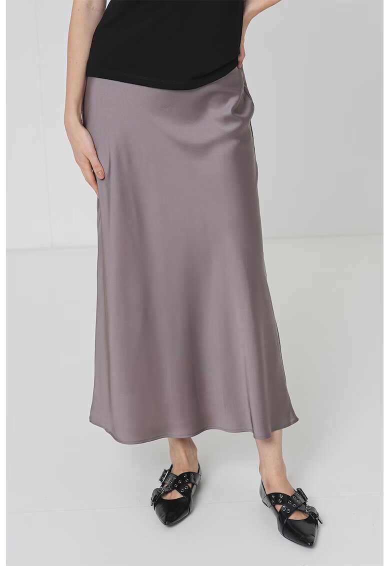 GUESS Fusta cu croiala pe bie - Maro taupe