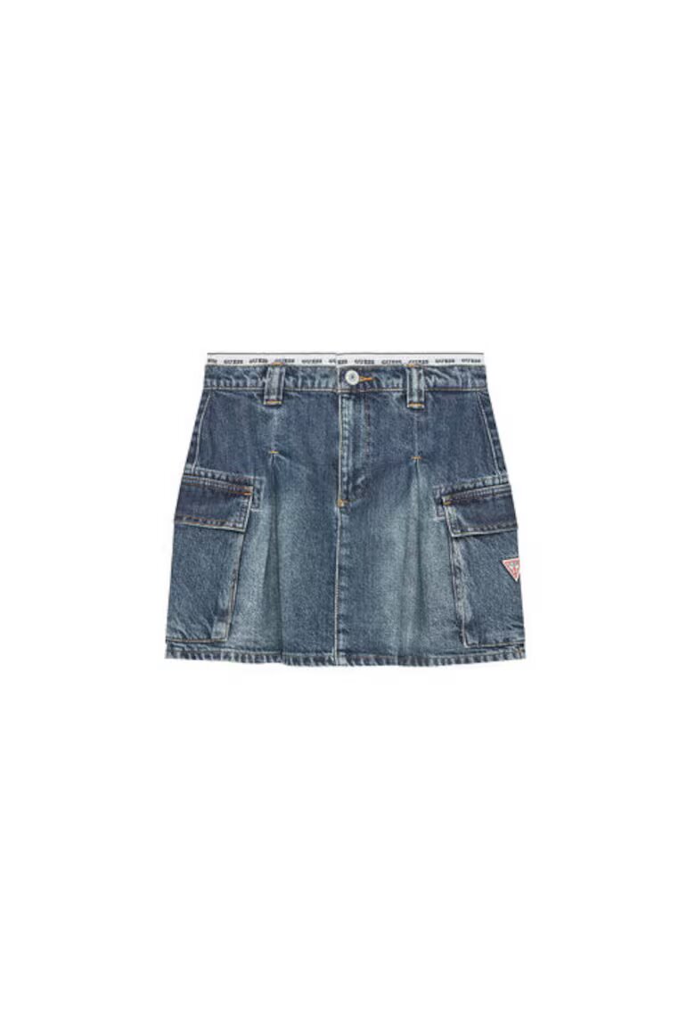 GUESS Fusta din denim cu buzunare laterale