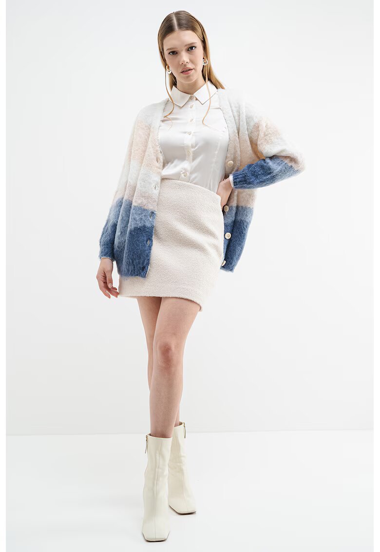GUESS Fusta mini din boucle - Alb fildes