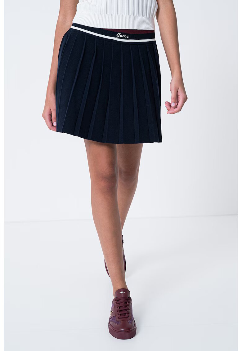 GUESS Fusta plisata din amestec de lana - Bleumarin