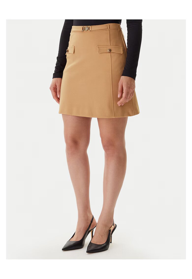 GUESS Fusta trapezoidala de dama bej - 100% bumbac