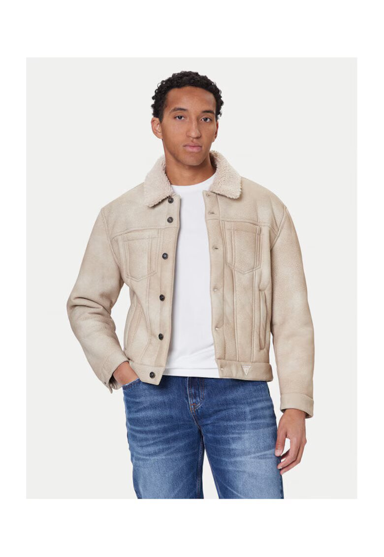 GUESS Geaca barbati imitatie de piele - Bej