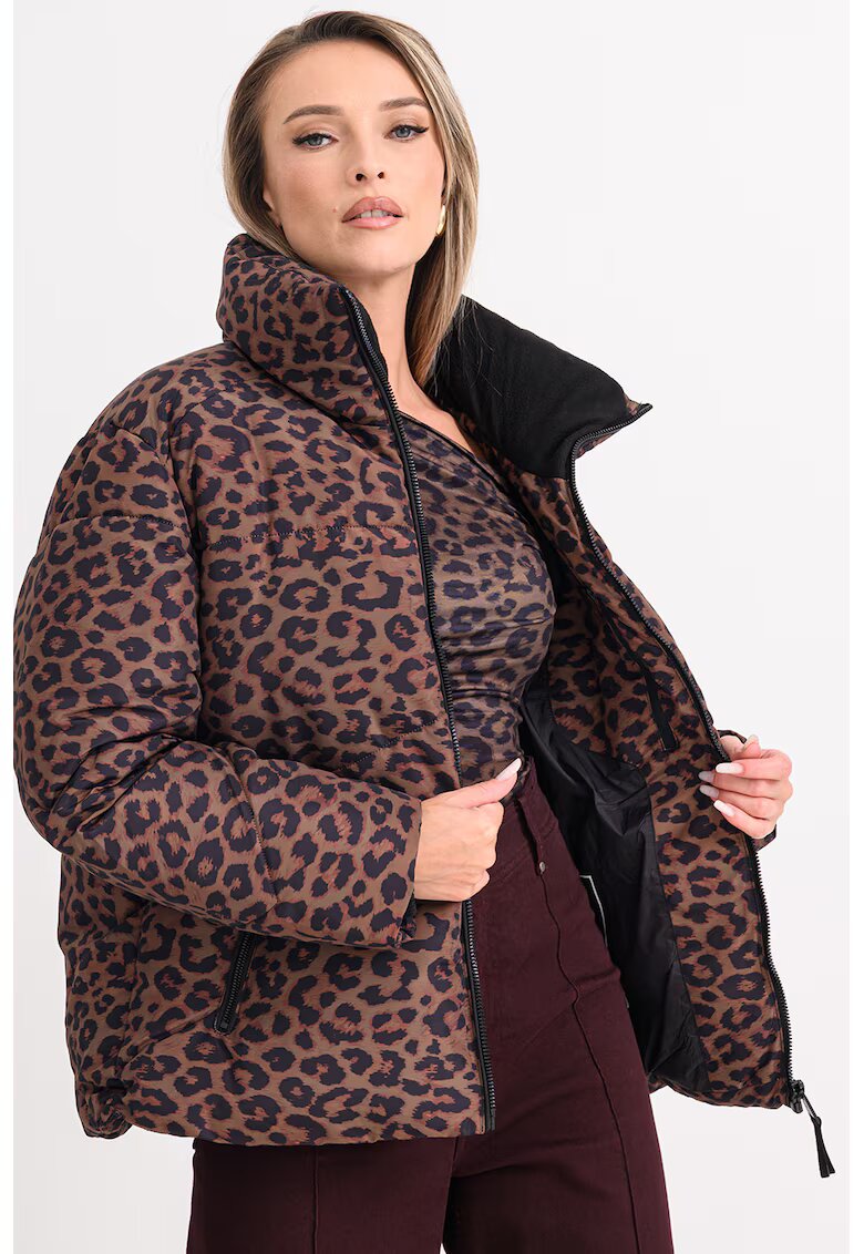 GUESS Geaca cu animal print - Negru/Maro
