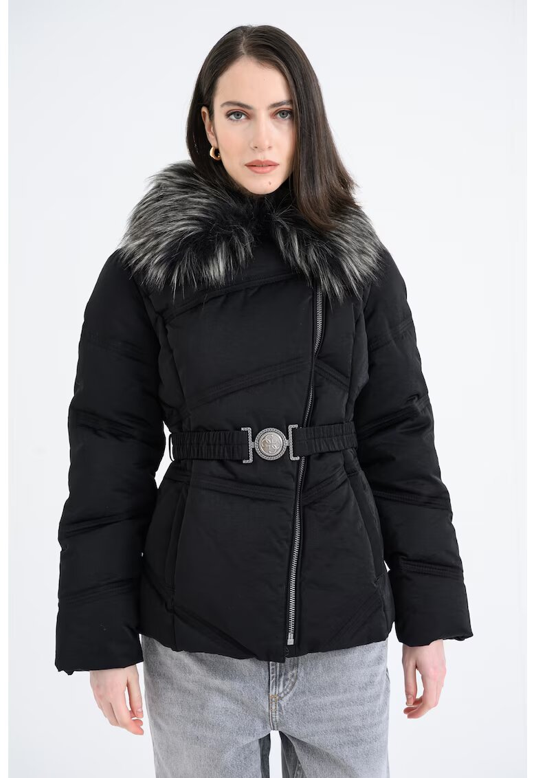 GUESS Geaca cu captuseala din blana sintetica - Negru