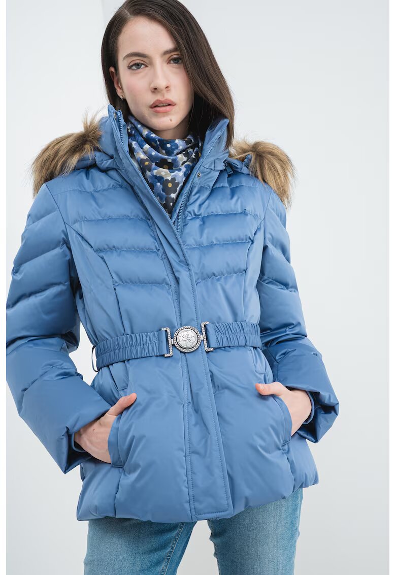 GUESS Geaca cu umplutura de puf - Albastru pastel