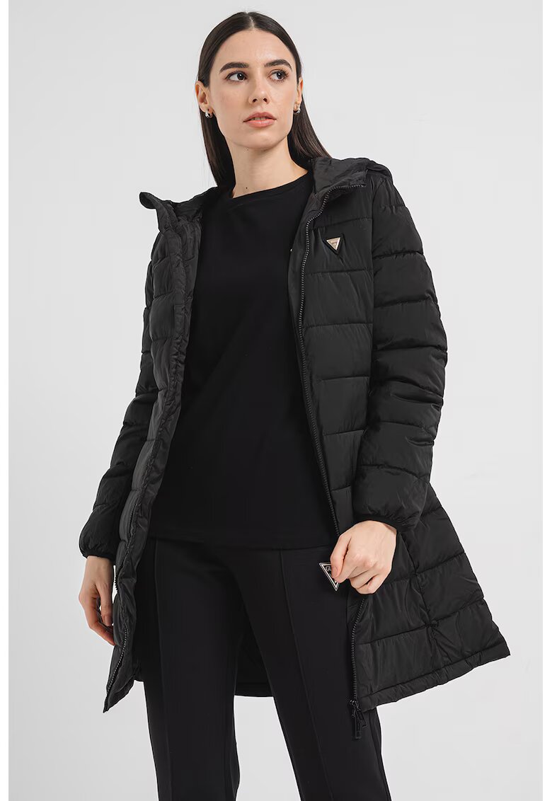 GUESS Geaca cu vatelina si gluga - Negru