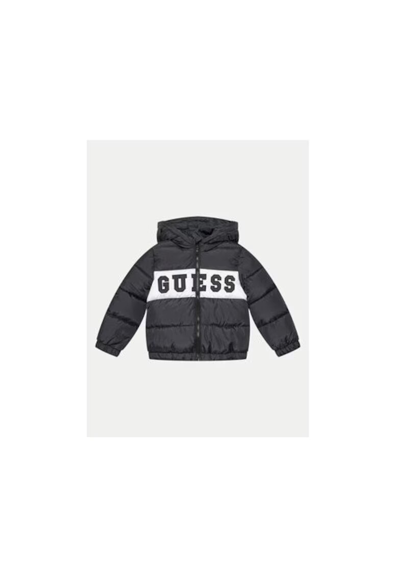 GUESS Geaca de puf cu gluga si logo -