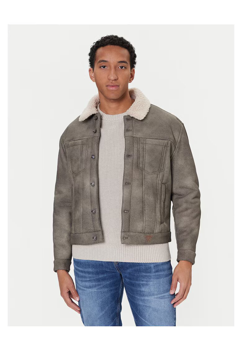 GUESS Geaca din imitatie de piele - maro - barbati