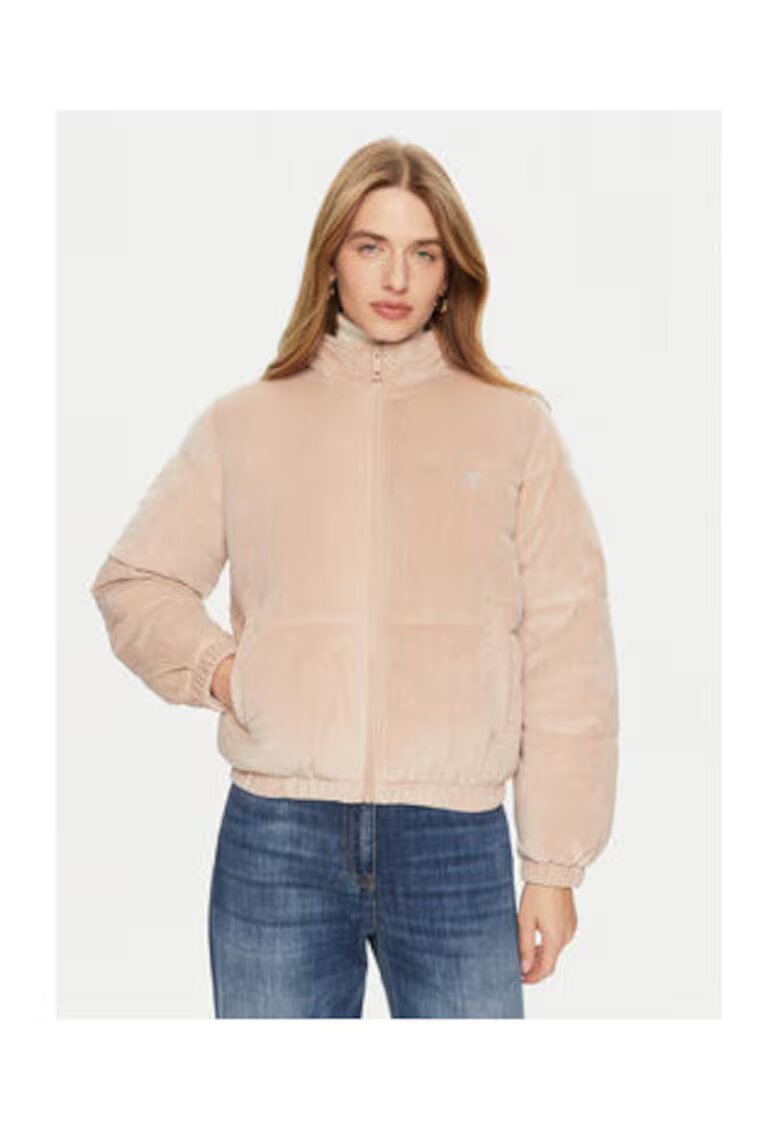 GUESS Geaca matlasata cu aspect catifelat