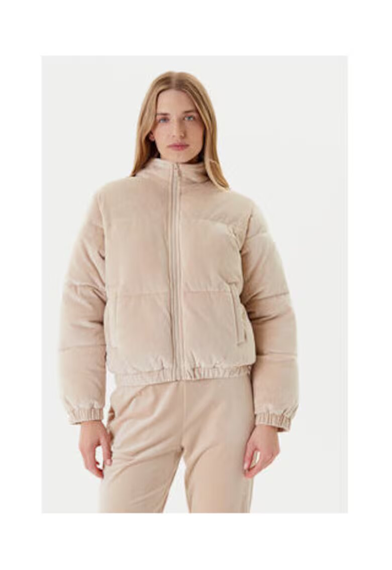 GUESS Geaca matlasata cu vatelina - model uni si aspect de catifea