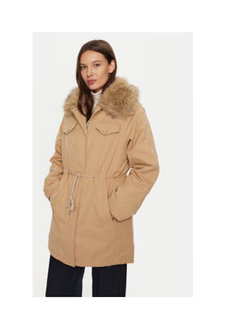 GUESS Geaca parka cu guler din blana sintetica