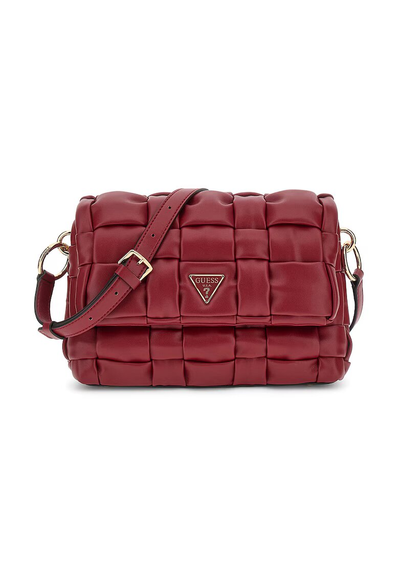 GUESS Geanta crossbody cu aspect impletit - Rosu