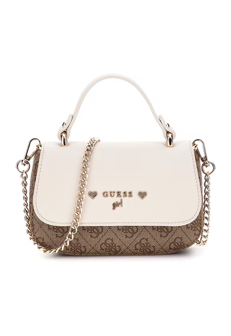 GUESS Geanta crossbody cu clapa si logo - Maro/Bej