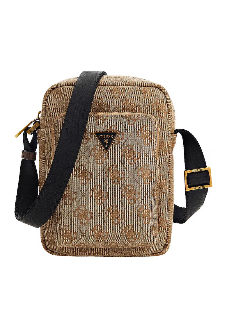 GUESS Geanta crossbody cu imprimeu logo Vezzola - Maro/Bej