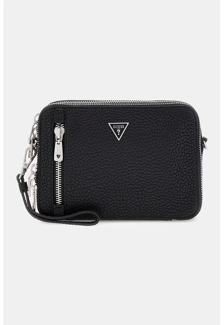 GUESS Geanta crossbody cu logo discret - Gri antracit