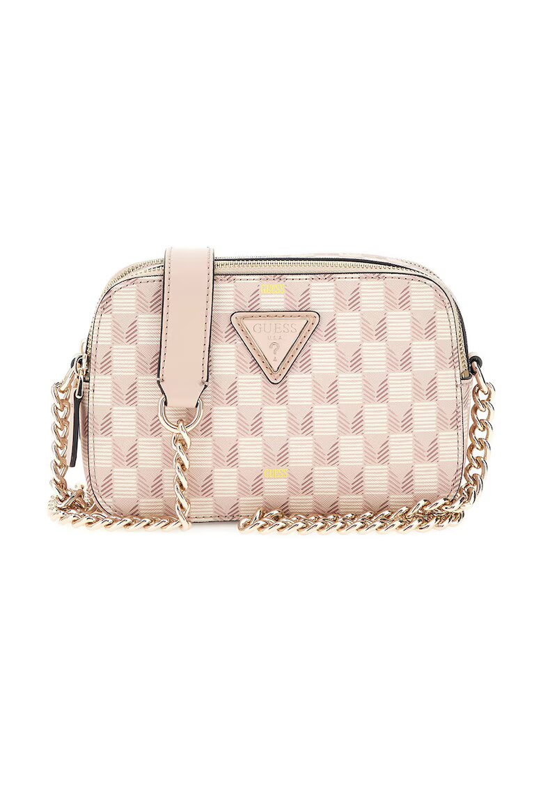 GUESS Geanta crossbody cu model Vikky II - Alb/Roz prafuit