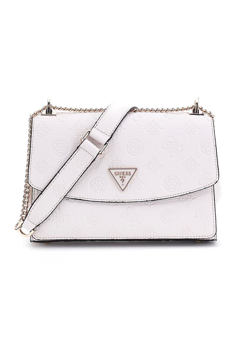 GUESS Geanta crossbody de piele ecologica Cresidia - Alb murdar