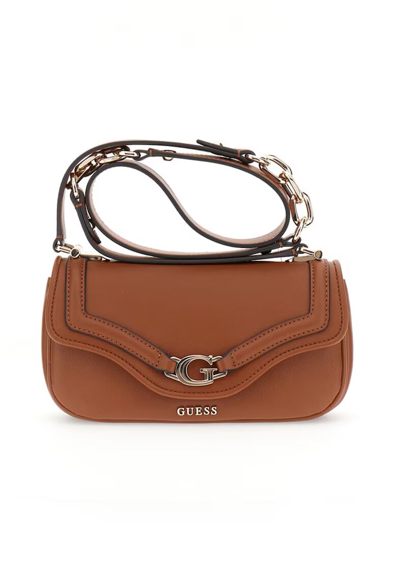GUESS Geanta crossbody de piele ecologica cu clapa - Portocaliu stins