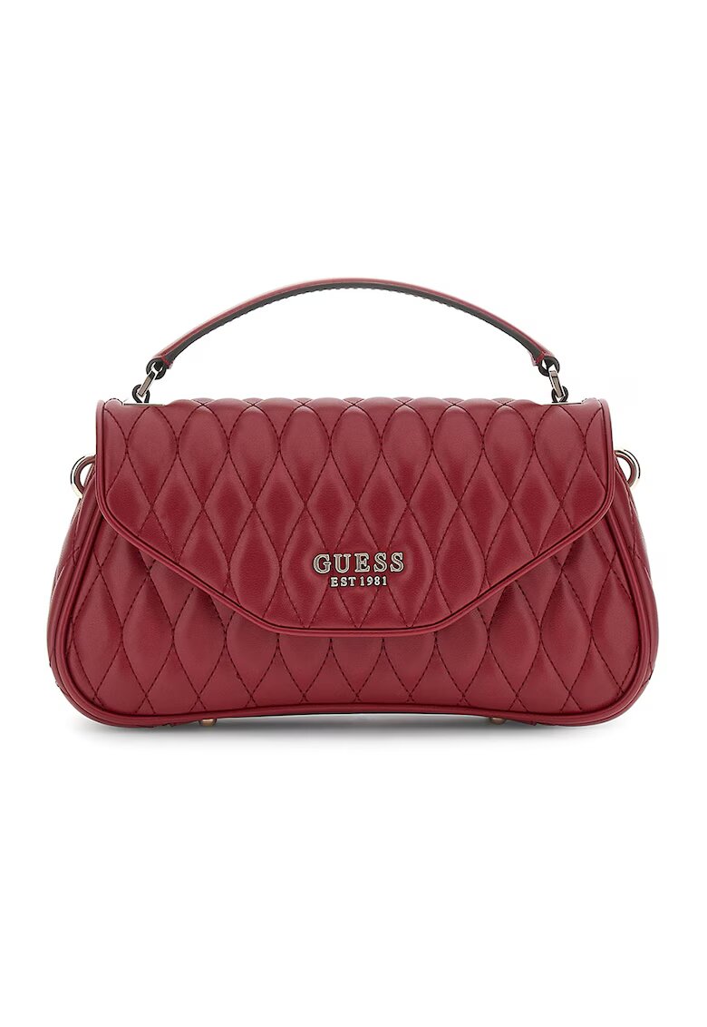 GUESS Geanta crossbody din piele ecologica cu aspect matlasat - Rosu inchis