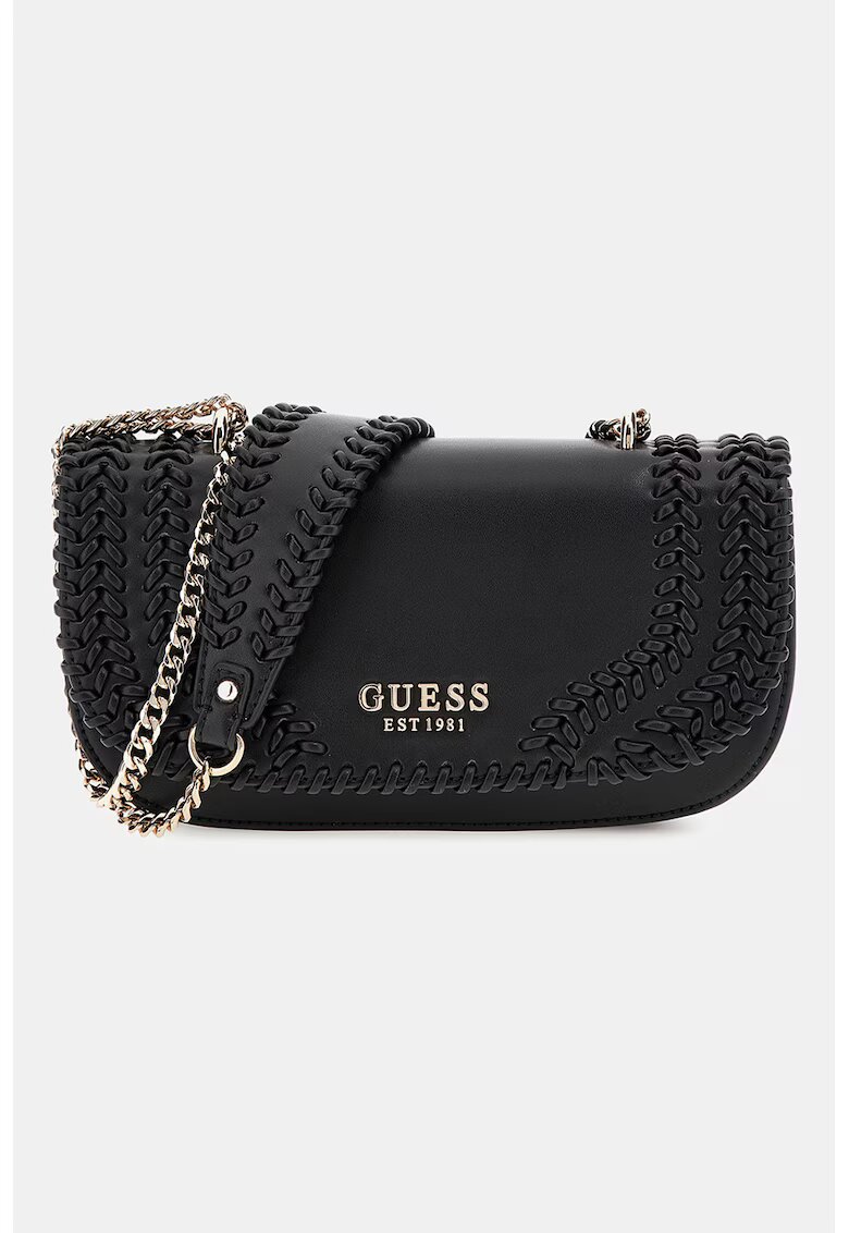 GUESS Geanta crossbody din piele ecologica cu bareta din lant - Negru