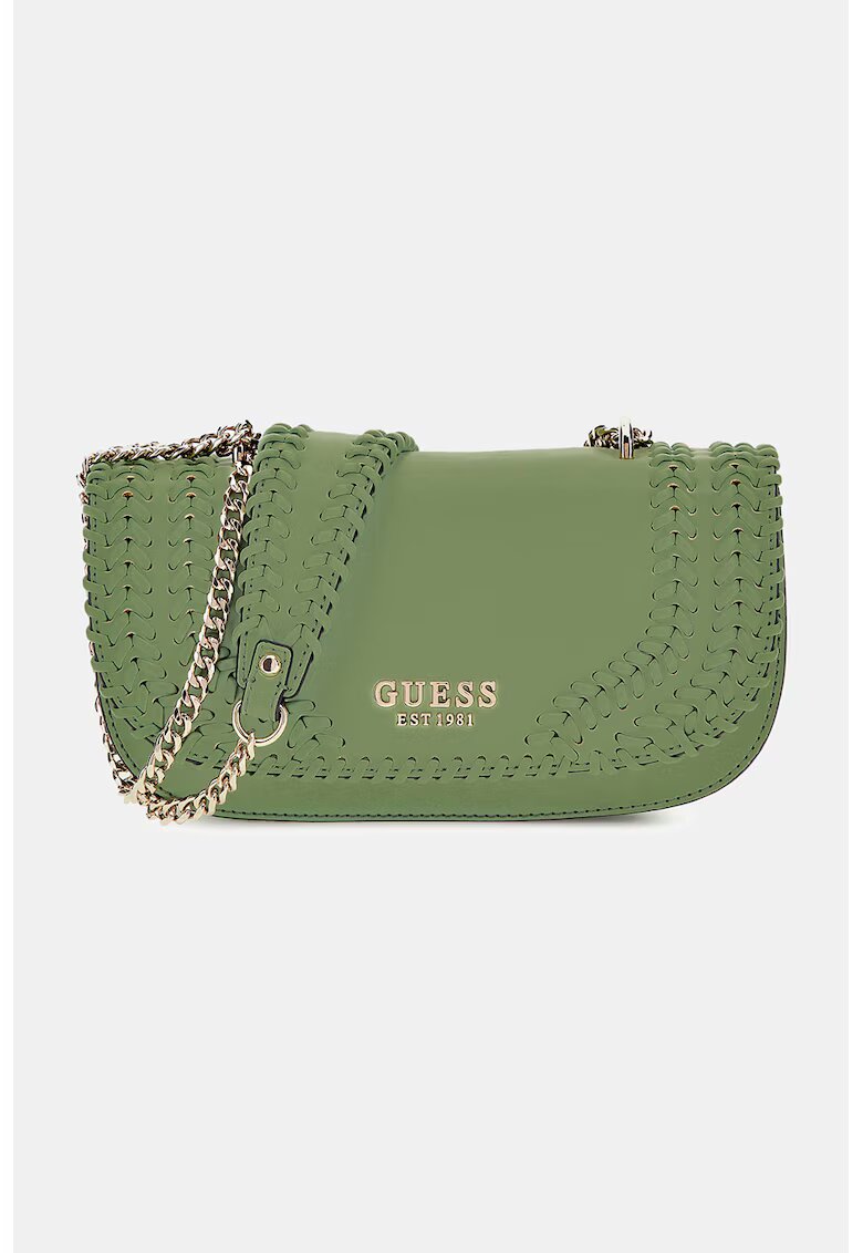 GUESS Geanta crossbody din piele ecologica cu bareta din lant - Verde deschis