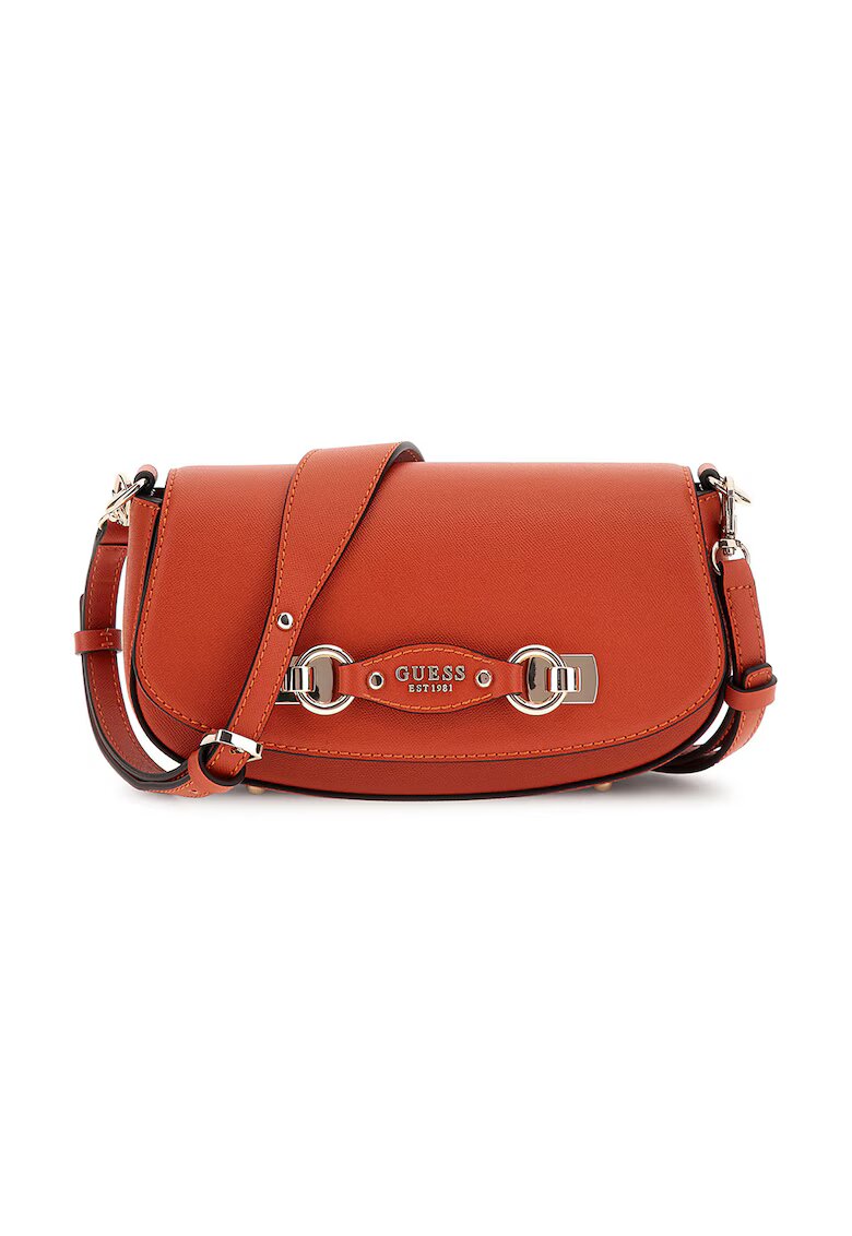 GUESS Geanta crossbody din piele ecologica cu clapa - Portocaliu mandarina