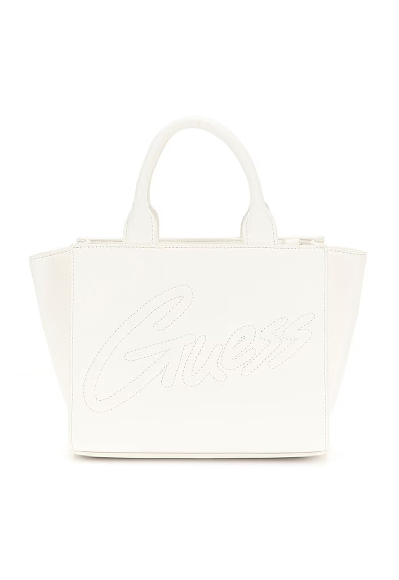 GUESS Geanta crossbody din piele ecologica cu logo in relief - Alb fildes
