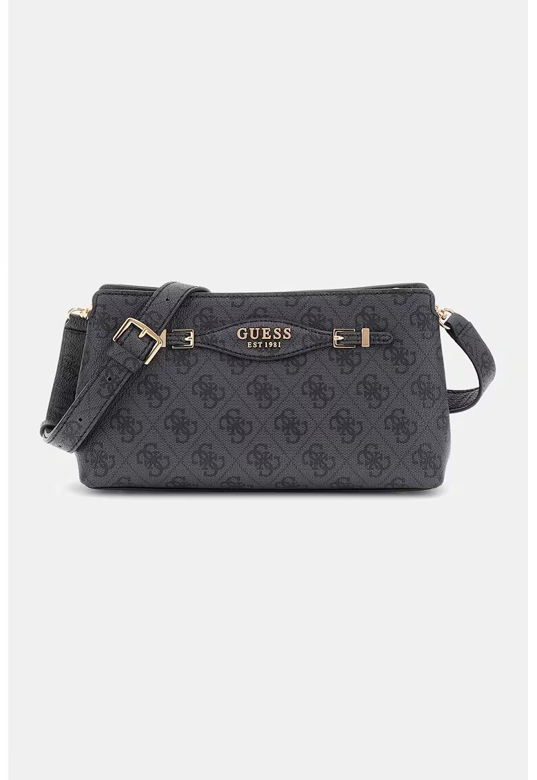 GUESS Geanta crossbody din piele ecologica cu model - Gri inchis