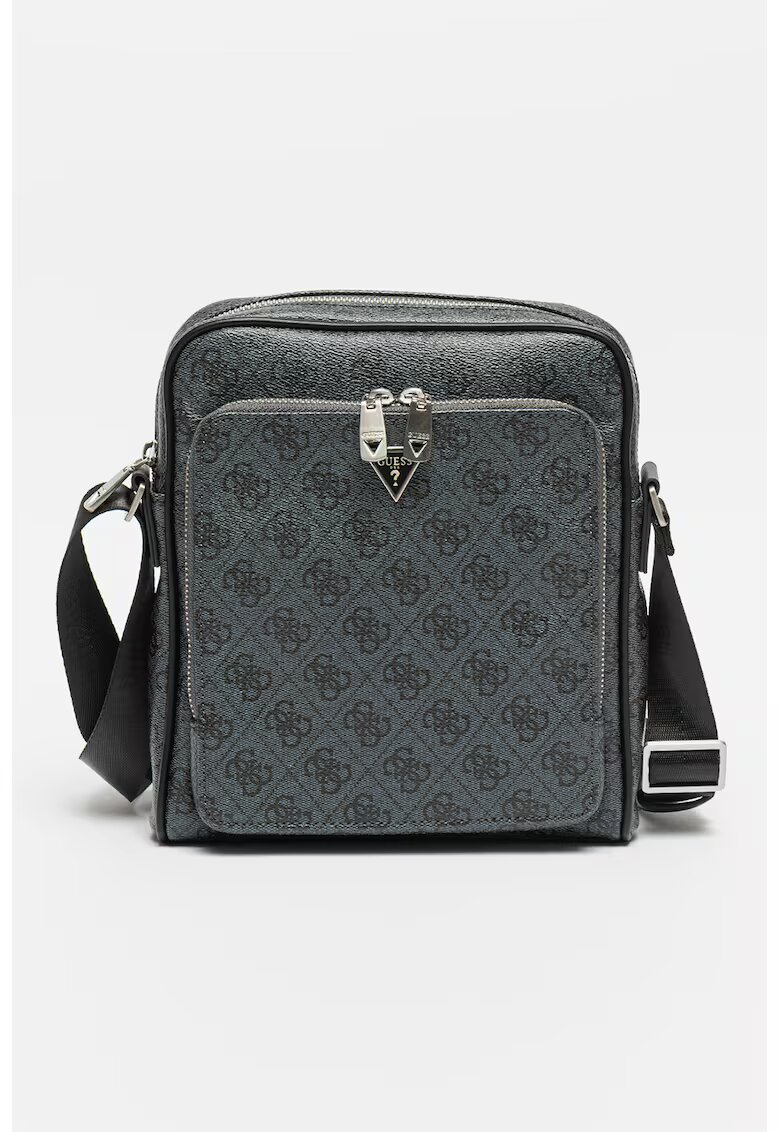 GUESS Geanta crossbody din piele ecologica Milano - Negru stins/Gri carbune