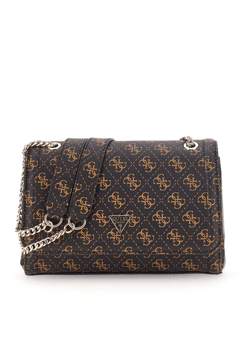 GUESS Geanta crossbody din piele ecologica - Negru/Caramel