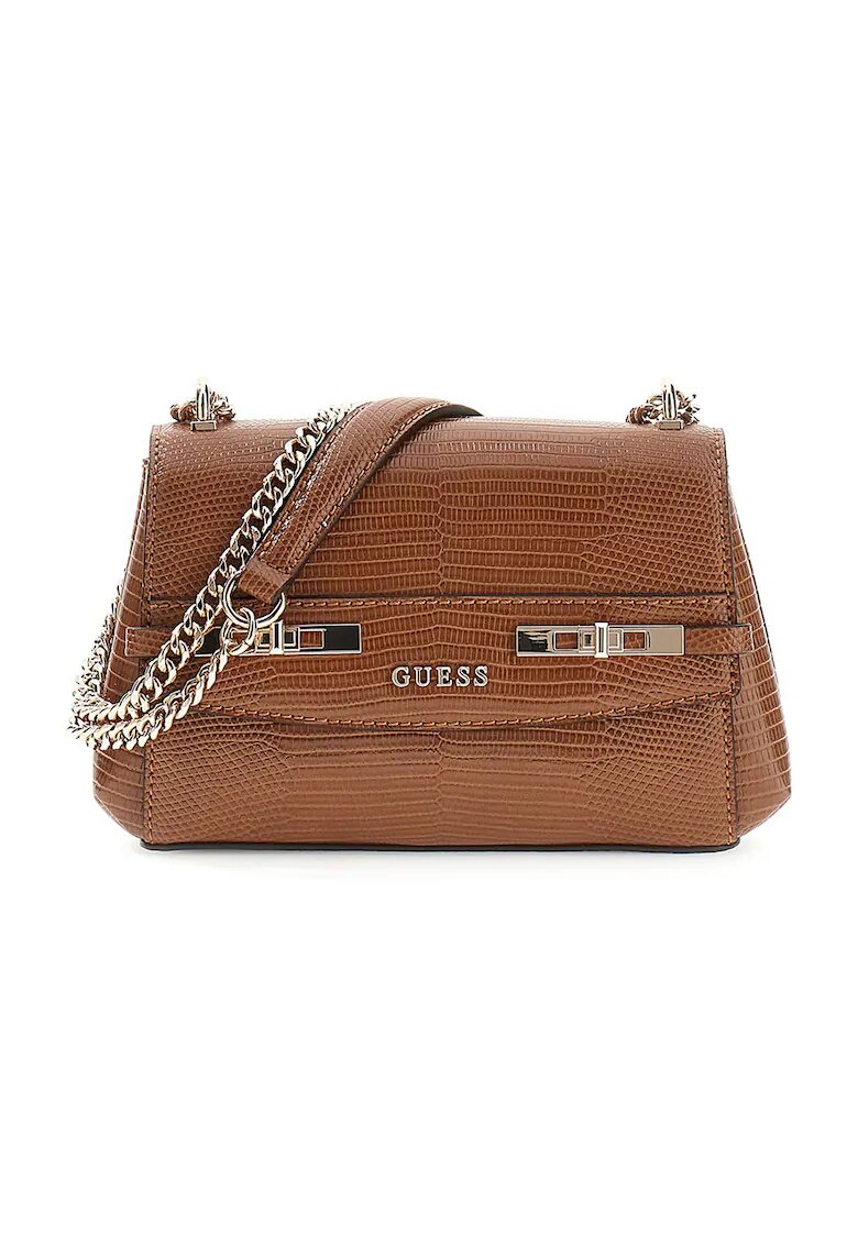 GUESS Geanta crossbody mica cu clapa Melinda - Maro cognac