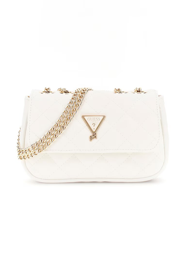 GUESS Geanta crossbody mini de piele ecologica cu bareta din lant - Alb fildes