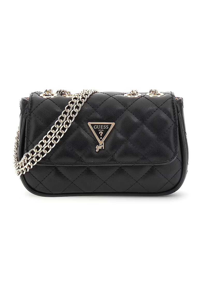 GUESS Geanta crossbody mini de piele ecologica cu bareta din lant - Negru stins