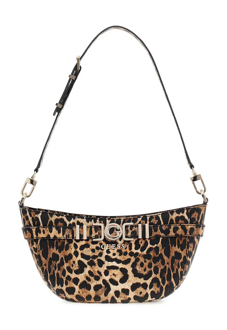 GUESS Geanta cu bareta de umar si model animal print Cirene - Maro/Bej