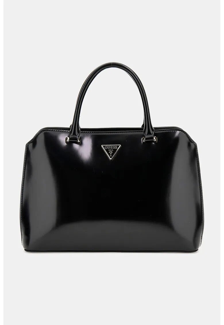 GUESS Geanta cu maner si aspect lacuit Arnela - Negru