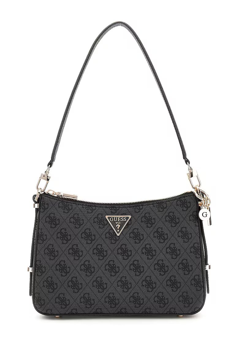 GUESS Geanta de piele ecologica cu bareta de umar si logo Erica II - Negru/Gri carbune
