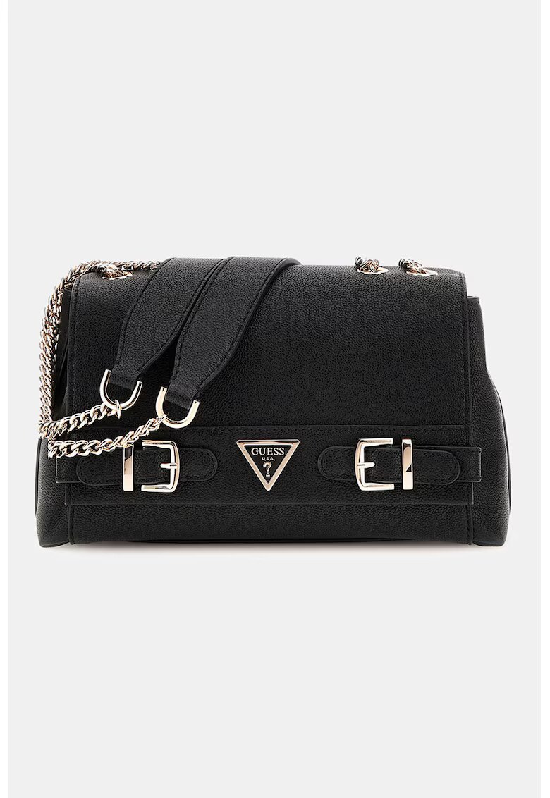 GUESS Geanta de piele ecologica cu bareta si logo Ali Luxury - Negru