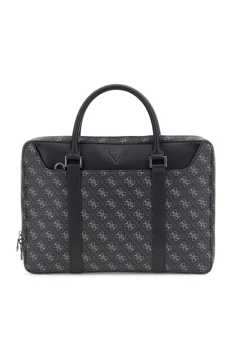 GUESS Geanta de piele ecologica cu maner si logo - Negru/Gri