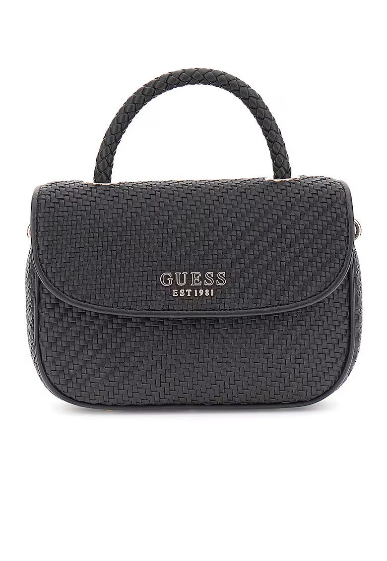 GUESS Geanta de umar cu aplicatie logo metalica - Negru
