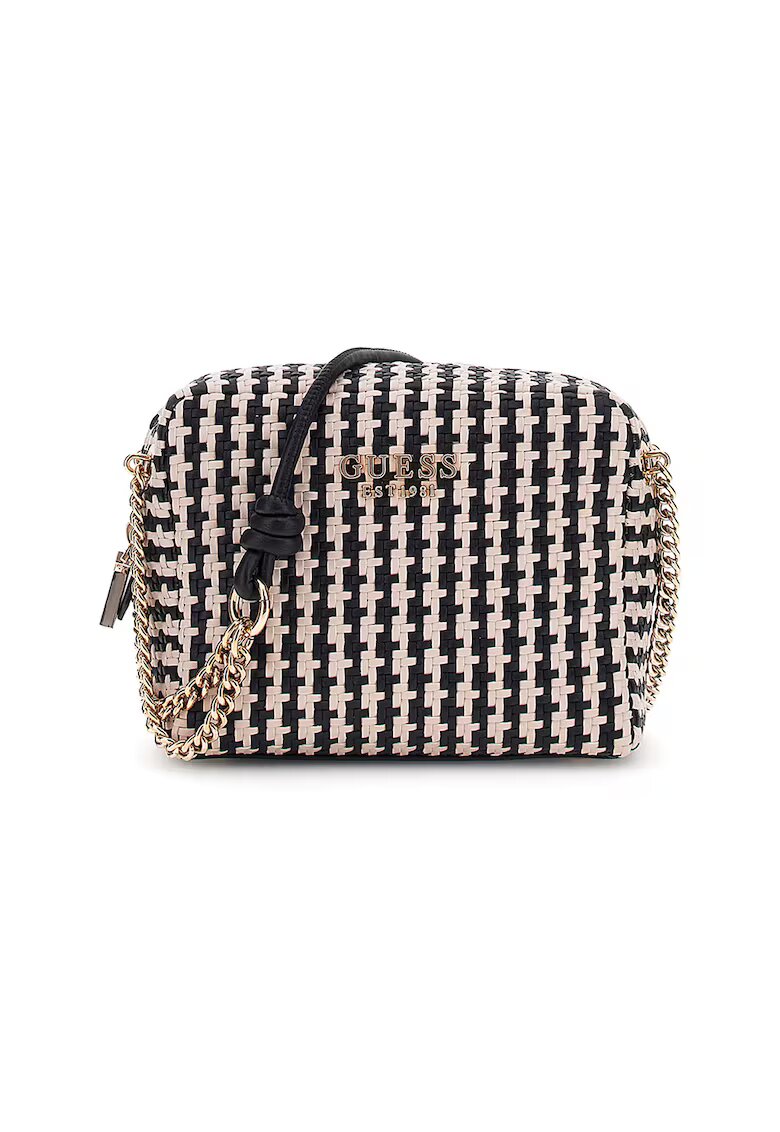 GUESS Geanta de umar cu aspect impletit - Negru/Alb murdar