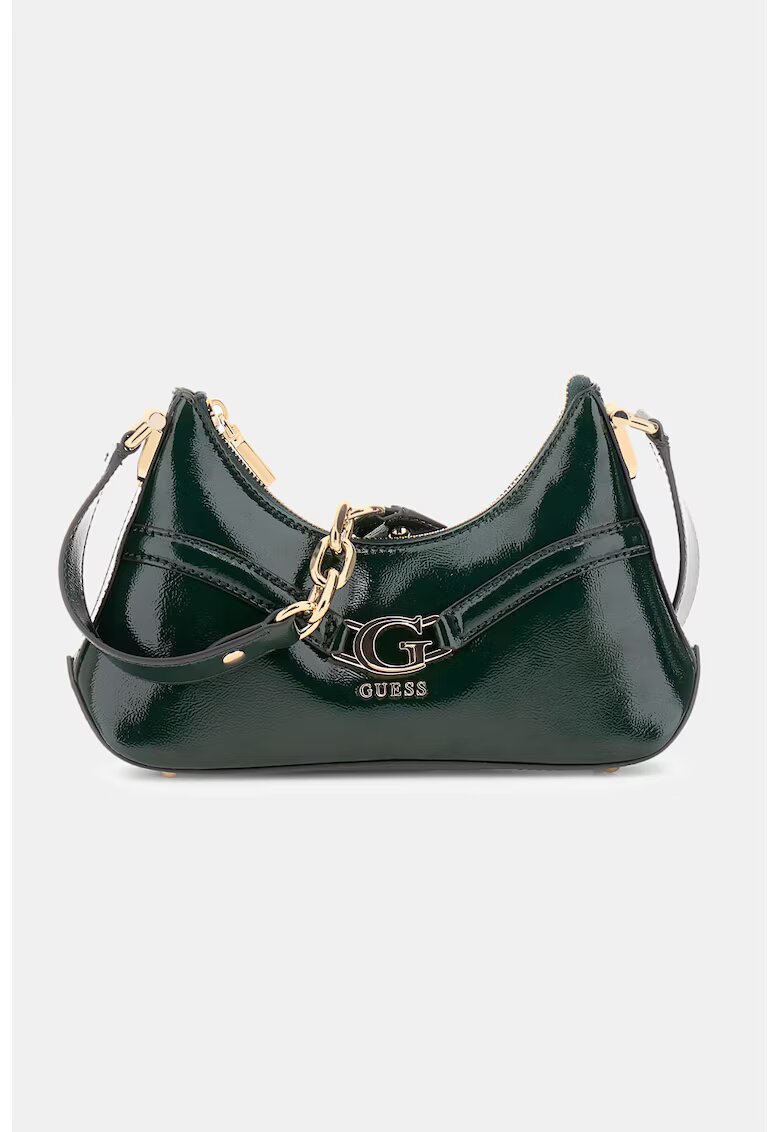 GUESS Geanta de umar cu aspect lacuit - Verde padure