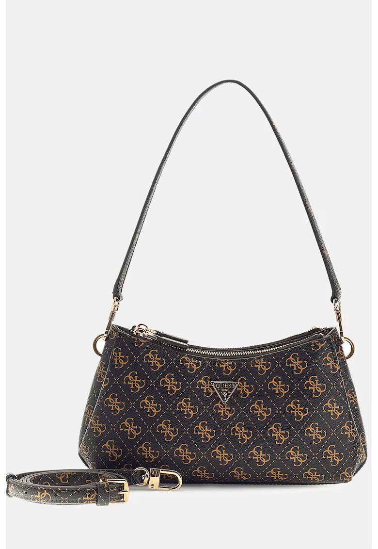 GUESS Geanta de umar cu model logo Noelle - Maro inchis