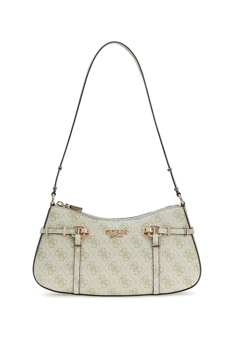 GUESS Geanta de umar cu model monograma Leona - Verde pal