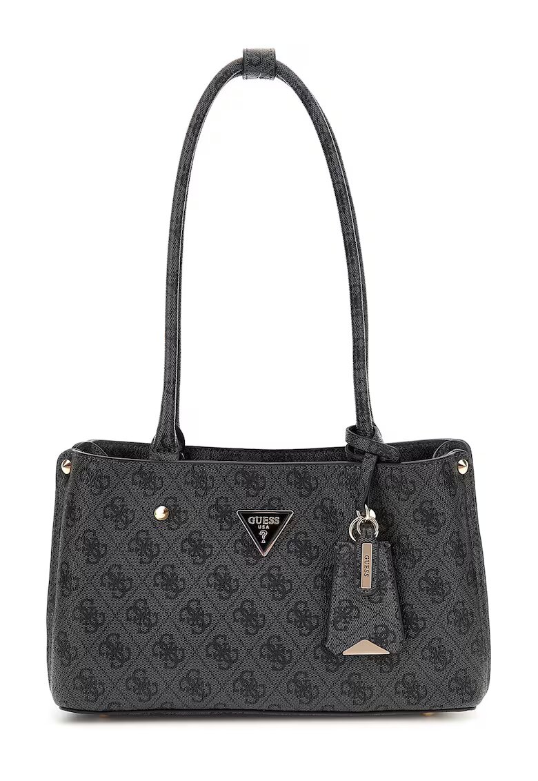 GUESS Geanta din piele ecologica cu bareta de umar cu logo - Negru/Gri carbune