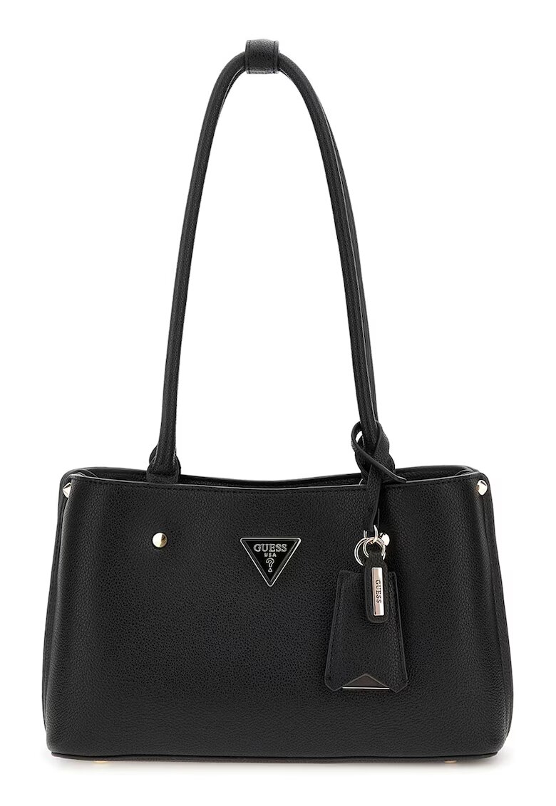 GUESS Geanta din piele ecologica cu bareta de umar si aplicatie logo Meridian - Negru
