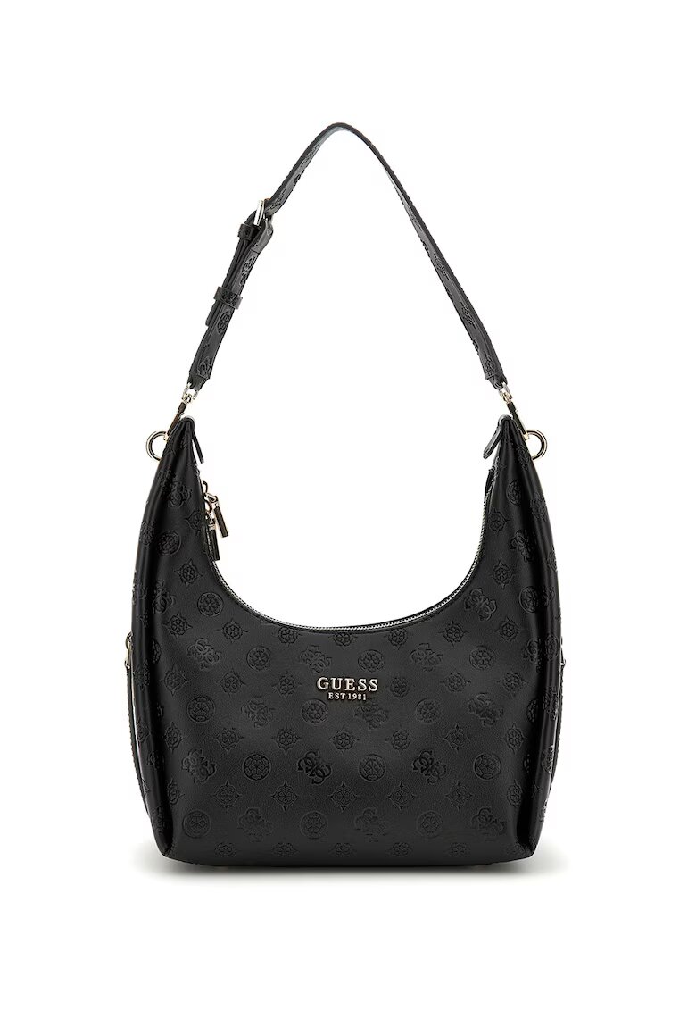 GUESS Geanta hobo cu bareta ajustabila si model logo - Negru