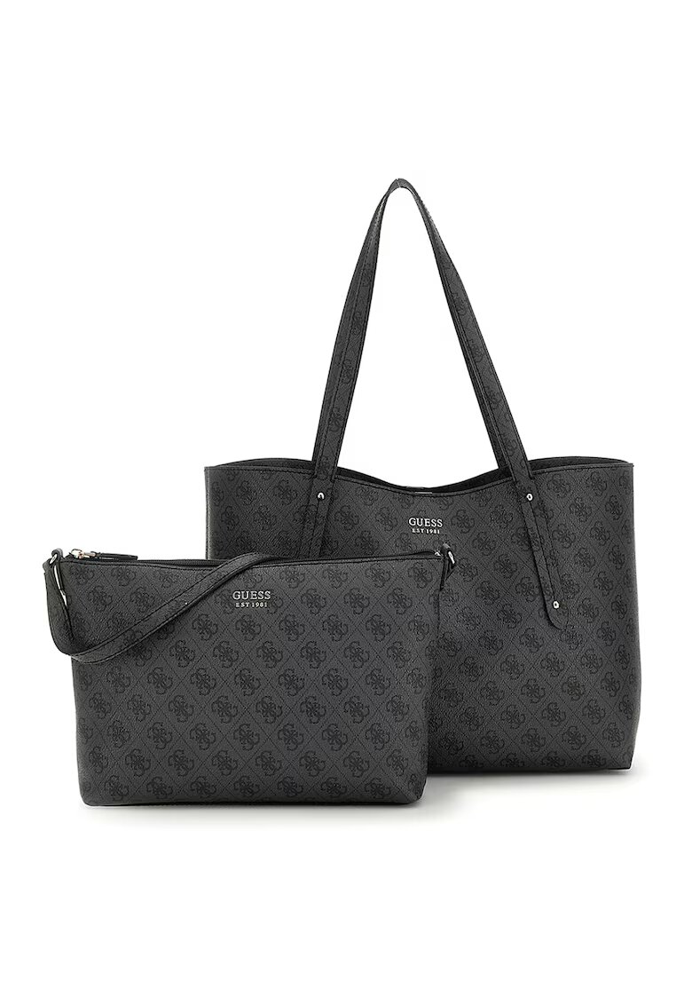 GUESS Geanta tote din piele ecologica Brenton - Gri carbune