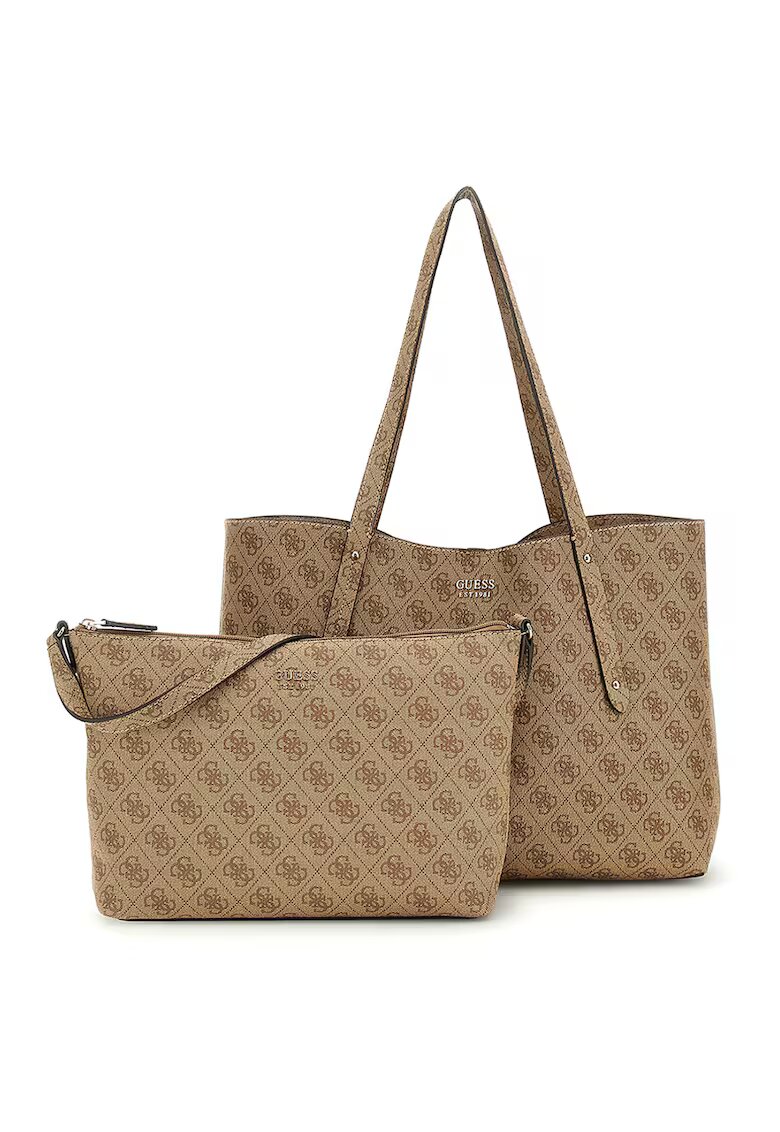 GUESS Geanta tote din piele ecologica Brenton - Maro